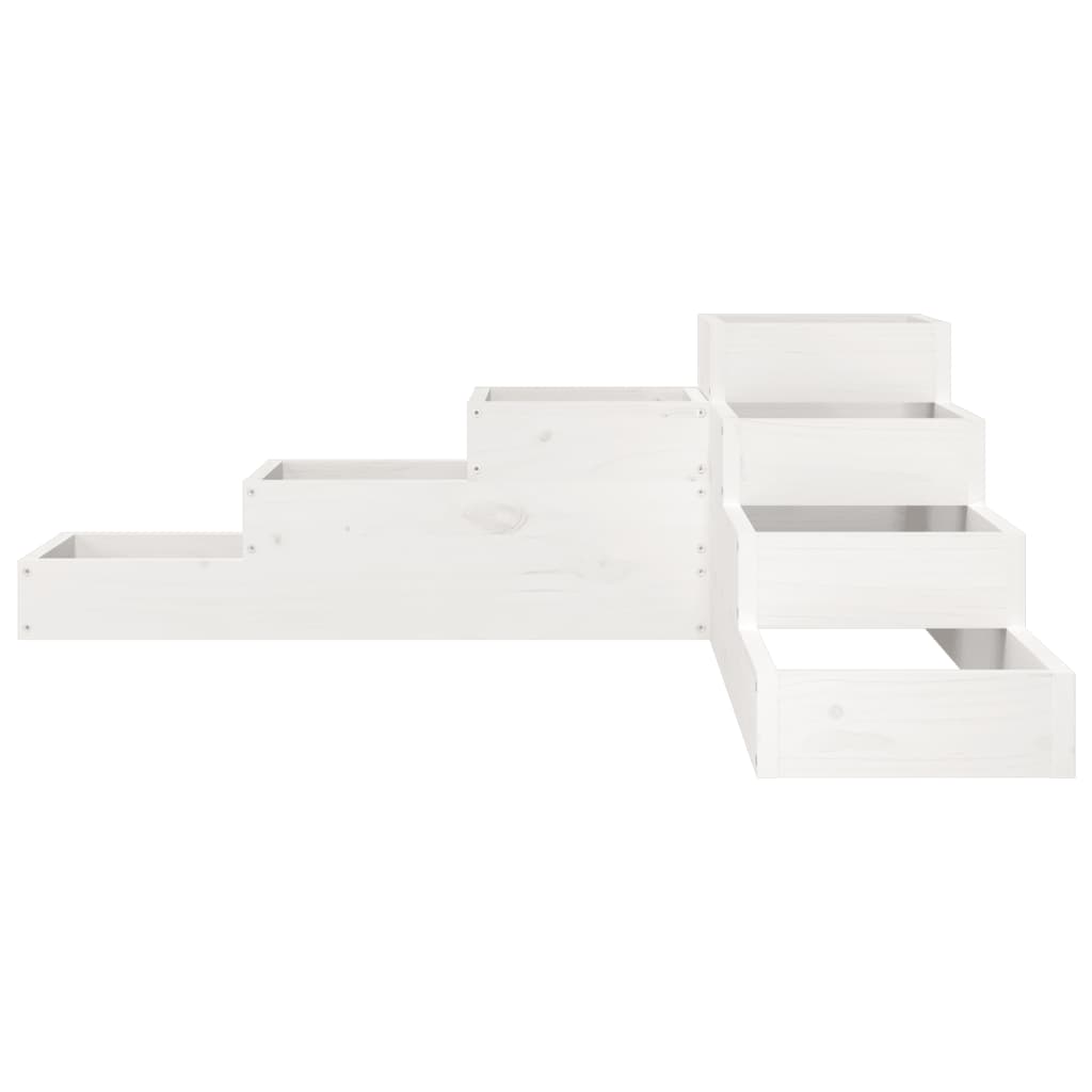 Jardinera 4 Niveles Madera Maciza Pino Blanca 106x104,5x36 Cm_3