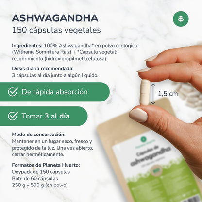 Ashwagandha BIO Planeta Huerto 150 cápsulas