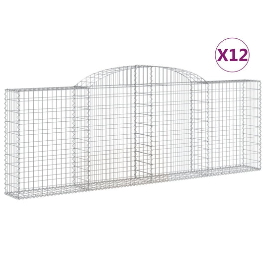 Cestas De Gaviones 12 Uds Forma Arco Hierro 300x30x100/120 Cm_0