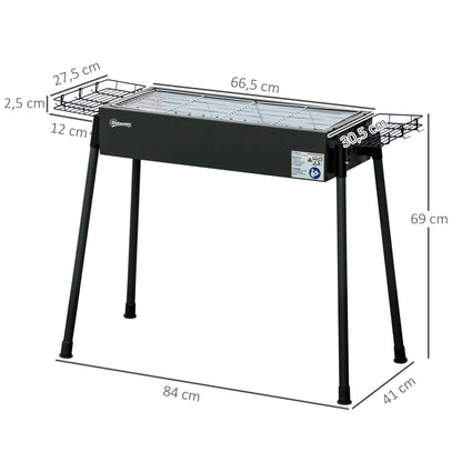 Outsunny Barbacoa De Carbón Con 2 Parrillas De Acero Inoxidable 94x39x70cm Negro_2