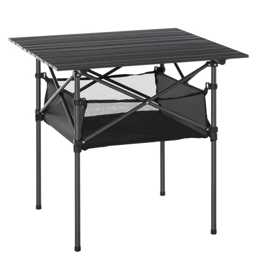 Mesa De Camping Plegable Outsunny Negro 70x70x69 Cm_0