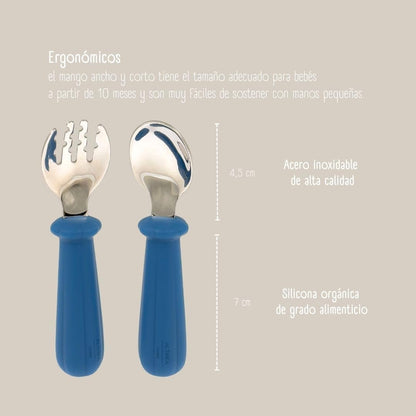 Juego De Tenedor Y Cuchara - Azul Marino._3