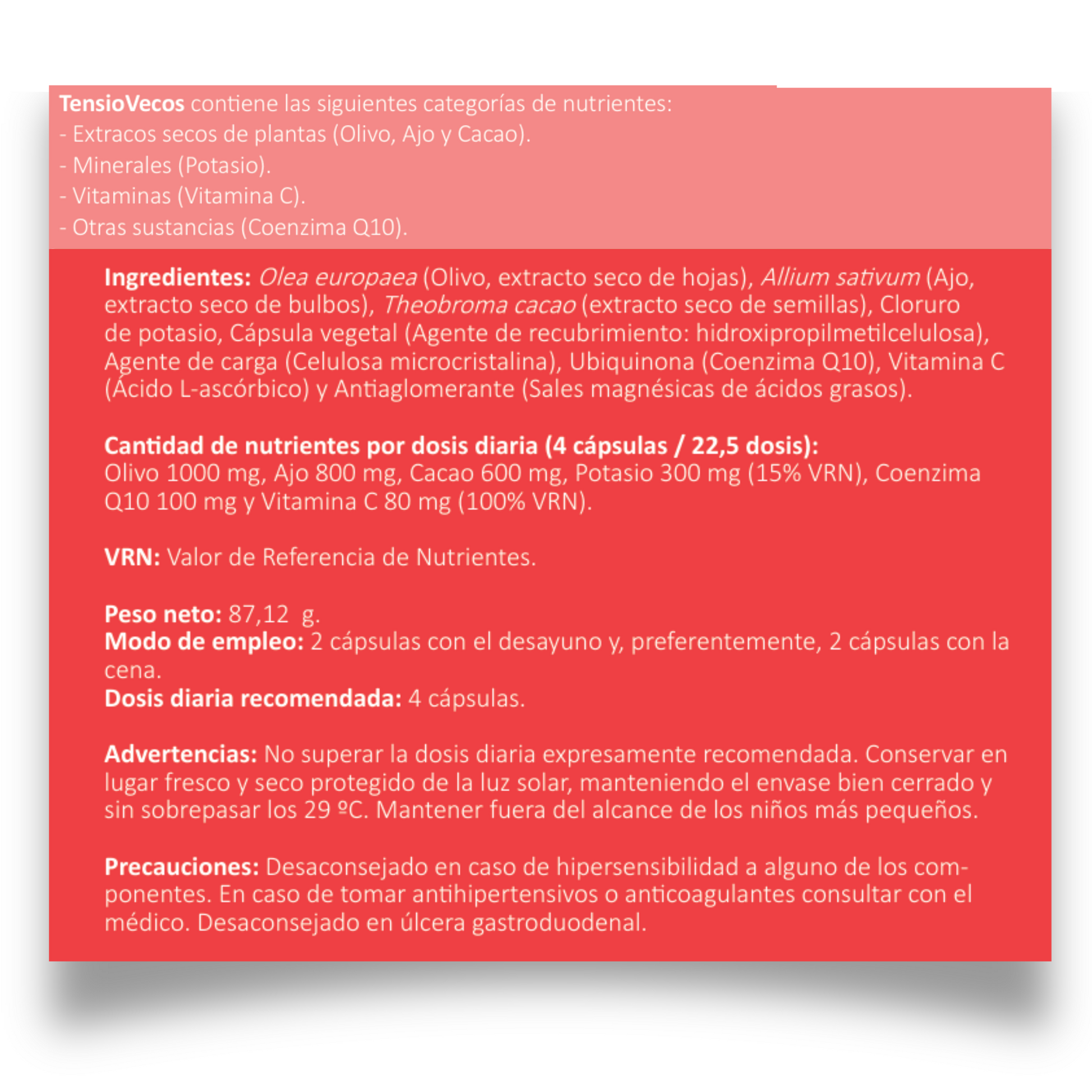 Tensiovecos Vecos 90 Cápsulas | Corazon Saludable Y Antioxidantes | Potasio + Olivo + Ajo_5