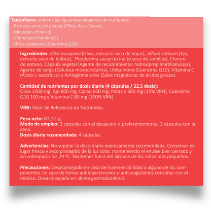 Tensiovecos Vecos 90 Cápsulas | Corazon Saludable Y Antioxidantes | Potasio + Olivo + Ajo_5