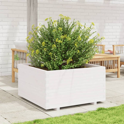 Jardinera Madera Maciza De Pino Blanco 90x90x49,5 Cm_2