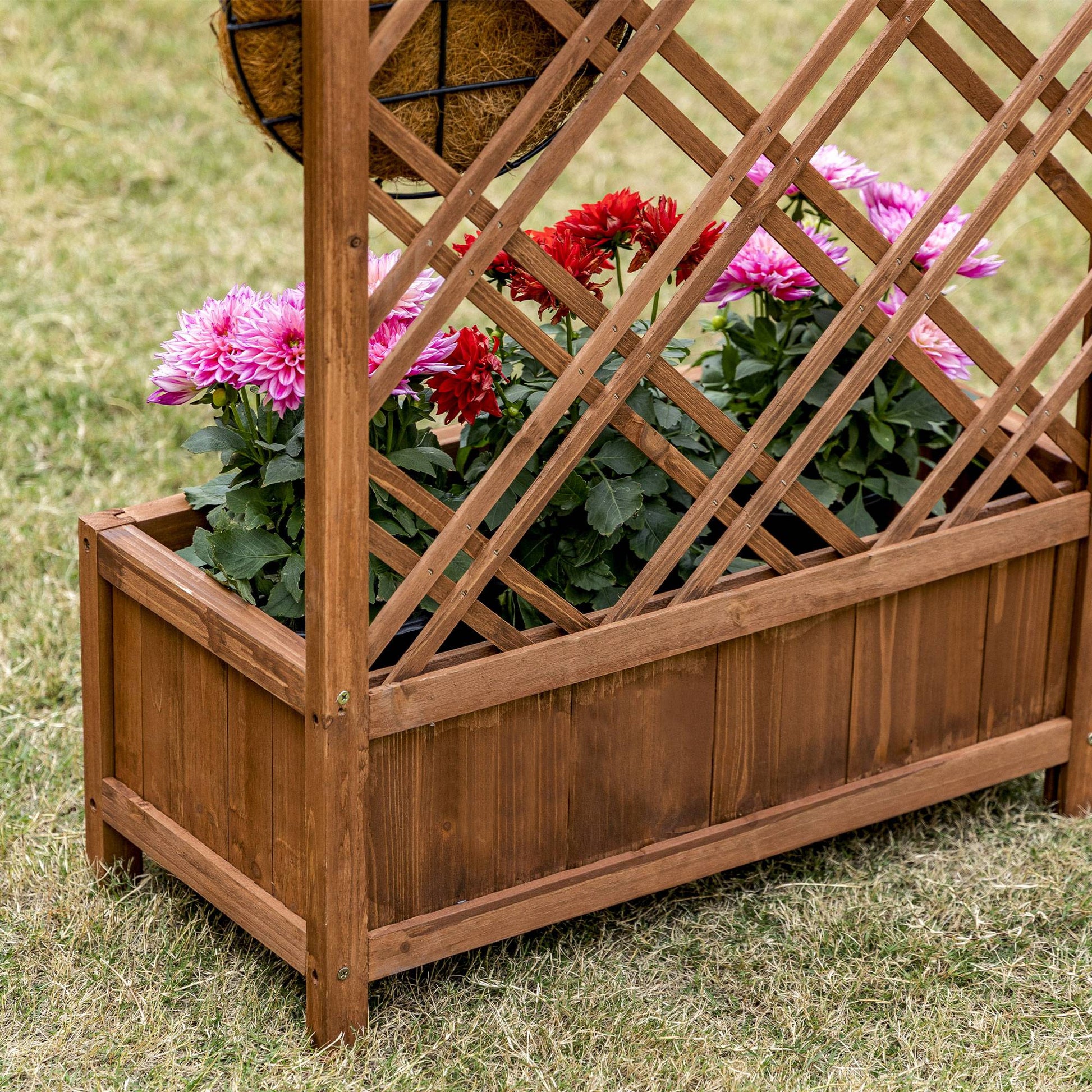 Outsunny Jardinera Con Enrejado Para Trepadora Cultivos Plantas 60x30x122,5 Cm_3
