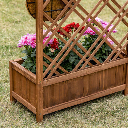 Outsunny Jardinera Con Enrejado Para Trepadora Cultivos Plantas 60x30x122,5 Cm_3