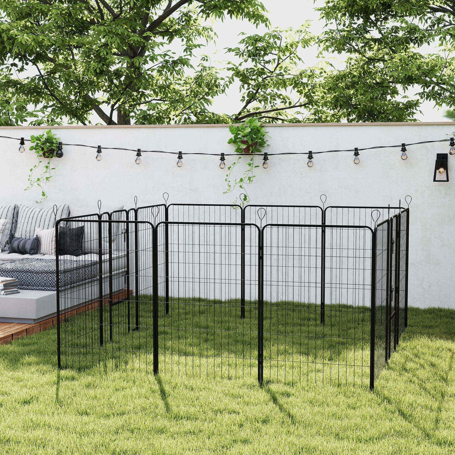 Pawhut Parque Para Perros De 12 Paneles 80x120 Cm Con 2 Puertas Negro_1