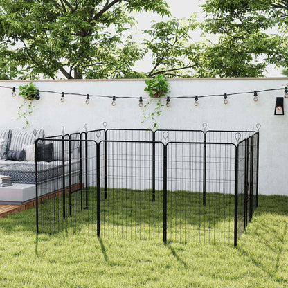 Pawhut Parque Para Perros De 12 Paneles 80x120 Cm Con 2 Puertas Negro_1