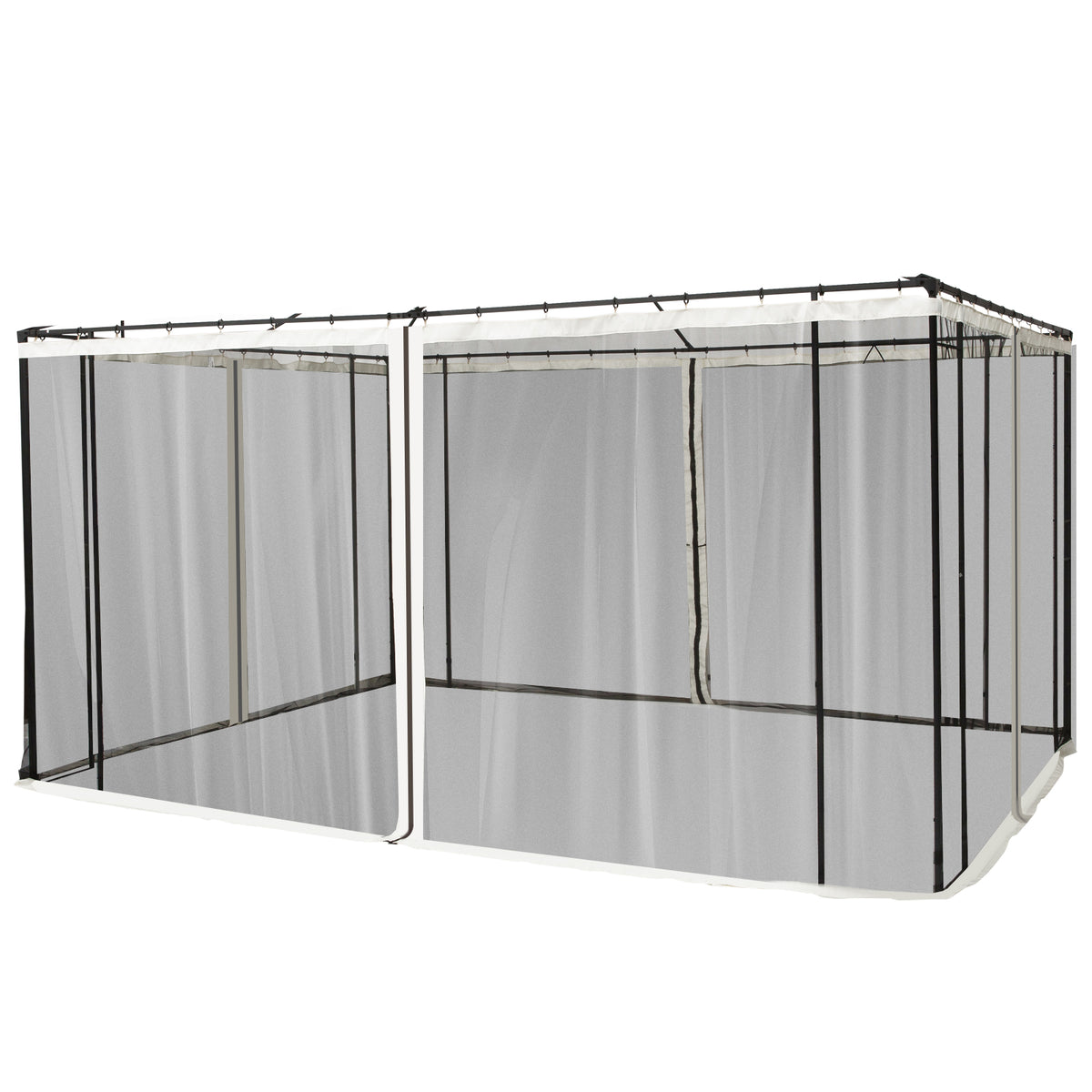 4 Paneles Laterales De Mosquitera Para Carpa Outsunny Negro 352x207cm_0