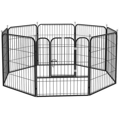 Pawhut Parque Para Mascotas 8 Vallas 80x80 Cm Corral Plegable Puerta Y Doble_0