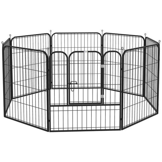 Pawhut Parque Para Mascotas 8 Vallas 80x80 Cm Corral Plegable Puerta Y Doble_0