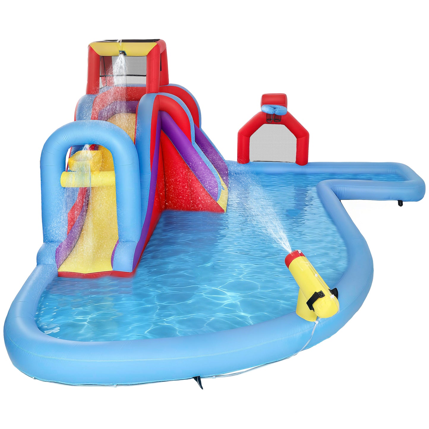 Aiyaplay Castillo Hinchable Acuático Con Soplador 550w 6 En 1 Tobogán Piscina_0