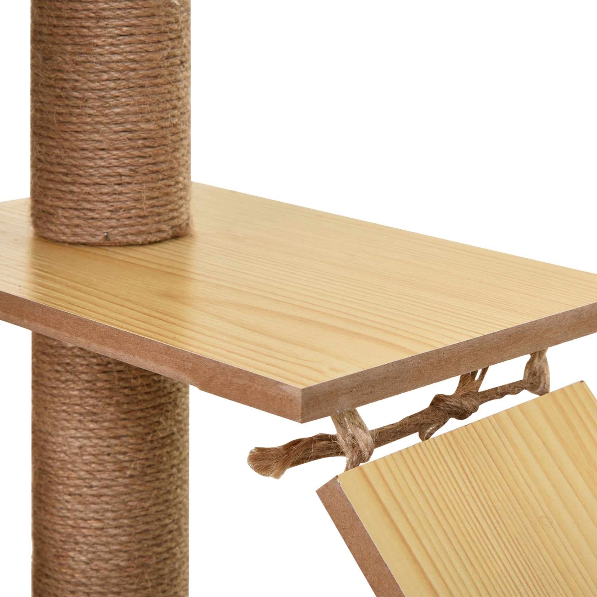 Pawhut Árbol Rascador Para Gatos Altura 130cm Con Postes De Yute Camas Amarillo_3