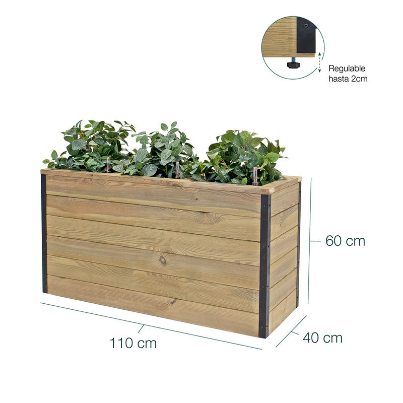 Jardinera Con Autorriego De Madera Nidum Interior Y Exterior Hortalia 110x40x60 Cm_5