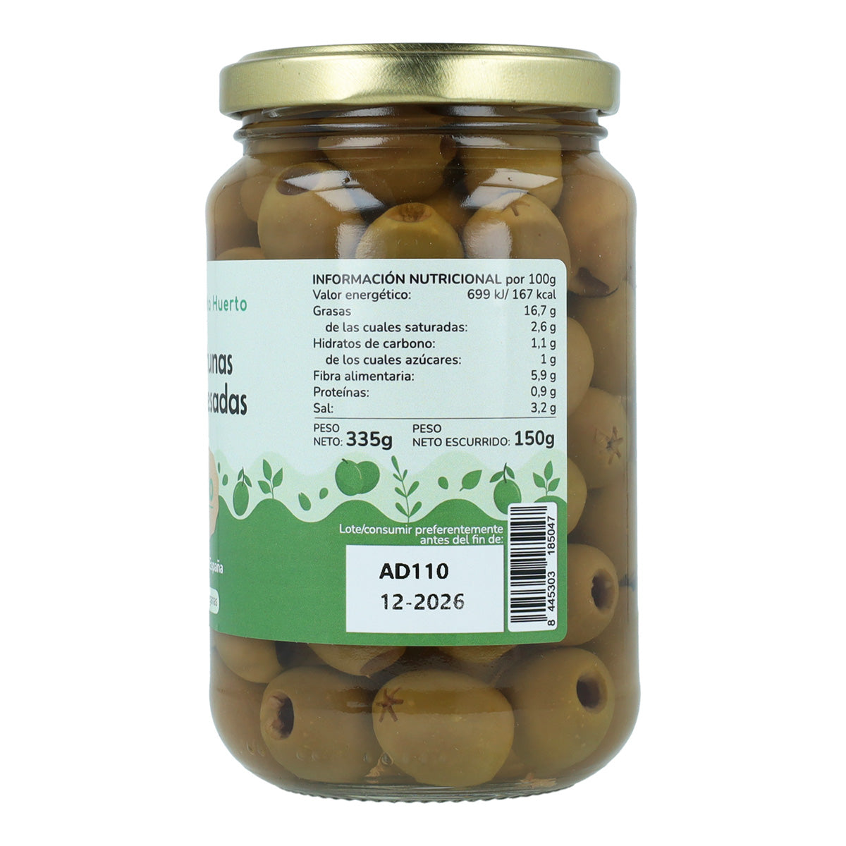 Pack 12x Aceitunas deshuesadas Eco Planeta Huerto 335 g