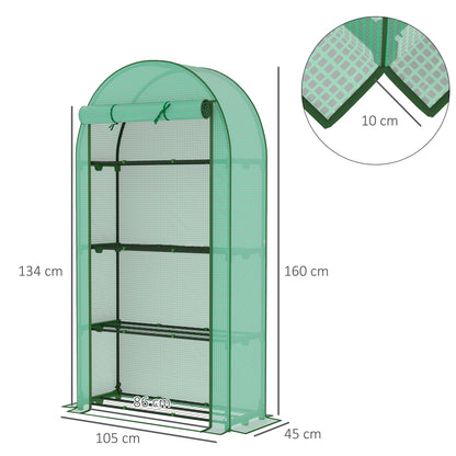 Outsunny Invernadero De Exterior Con 4 Estantes Puerta Enrollable 105x45x160 Cm_2