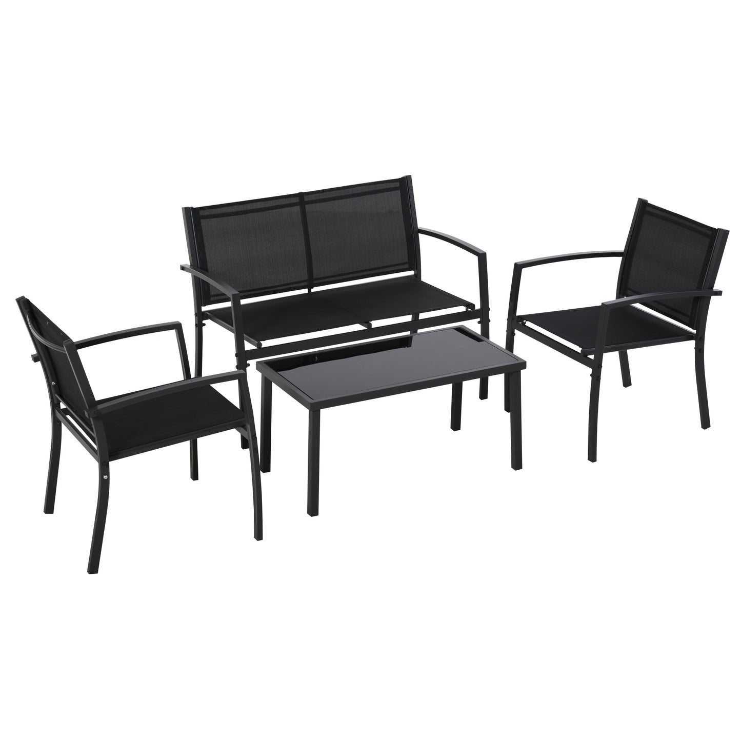 Outsunny Conjunto De Muebles De Jardín 4 Piezas Muebles Jardín Exterior Negro_0
