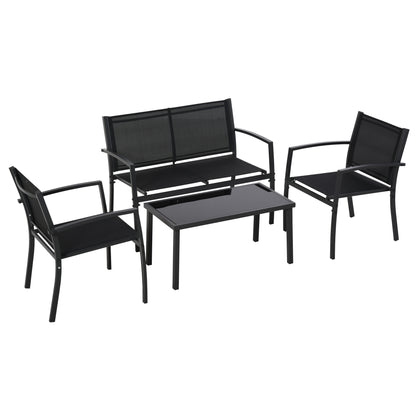 Outsunny Conjunto De Muebles De Jardín 4 Piezas Muebles Jardín Exterior Negro_0