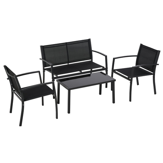 Outsunny Conjunto De Muebles De Jardín 4 Piezas Muebles Jardín Exterior Negro_0