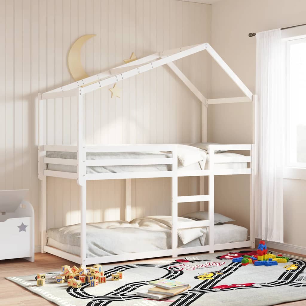 Techo De Cama Infantil Madera Maciza Blanco 213x85,5x144,5 Cm_1
