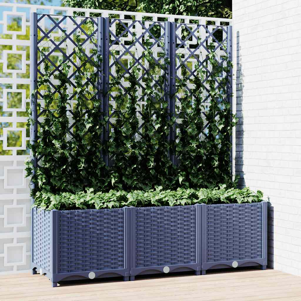 Jardinera Con Enrejado Pp Azul Gris 120x40x136 Cm_1