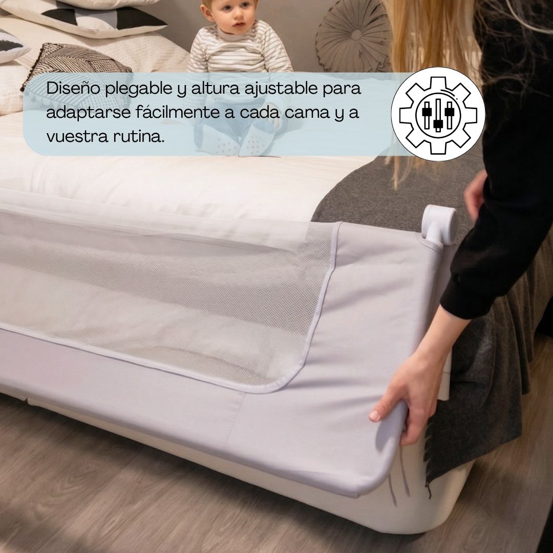Bathby Barandilla De Cama Infantil 150 Cm – Altura Ajustable, Sistema Abatible, Malla Transpirable, Seguridad Anticaídas_1