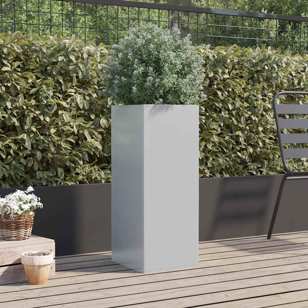 Jardinera De Acero Galvanizado Plateado 32x29x75 Cm_2