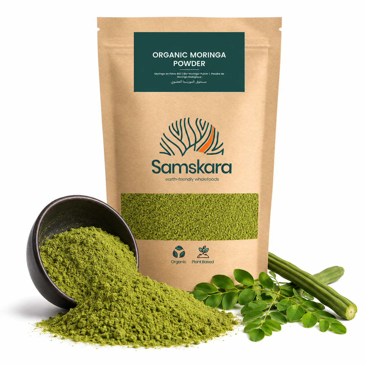 Moringa En Polvo Bio - 250g | Superalimento Ecológico Vegano Para Batidos, Smoothies Y Zumos, Sin Azúcares Añadidos_0