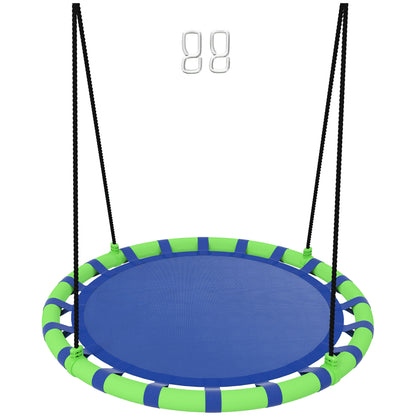 Aiyaplay Columpio Para Niños Redondo Ajustable Ø100x180 Cm Azul Y Verde_0