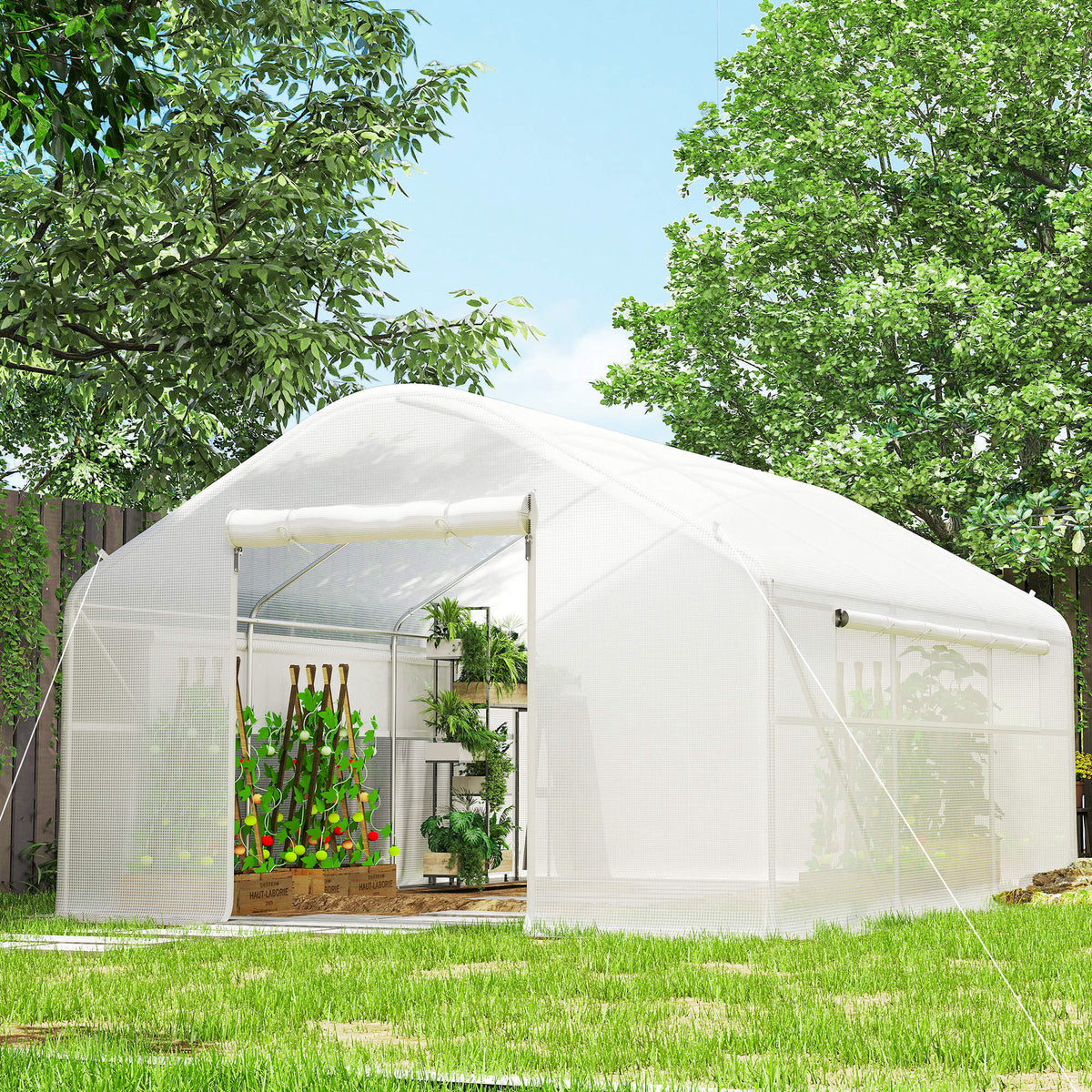Outsunny Invernadero De Exterior 4x3x2 M Con Cubierta De Pe Anti-uv Blanco_4