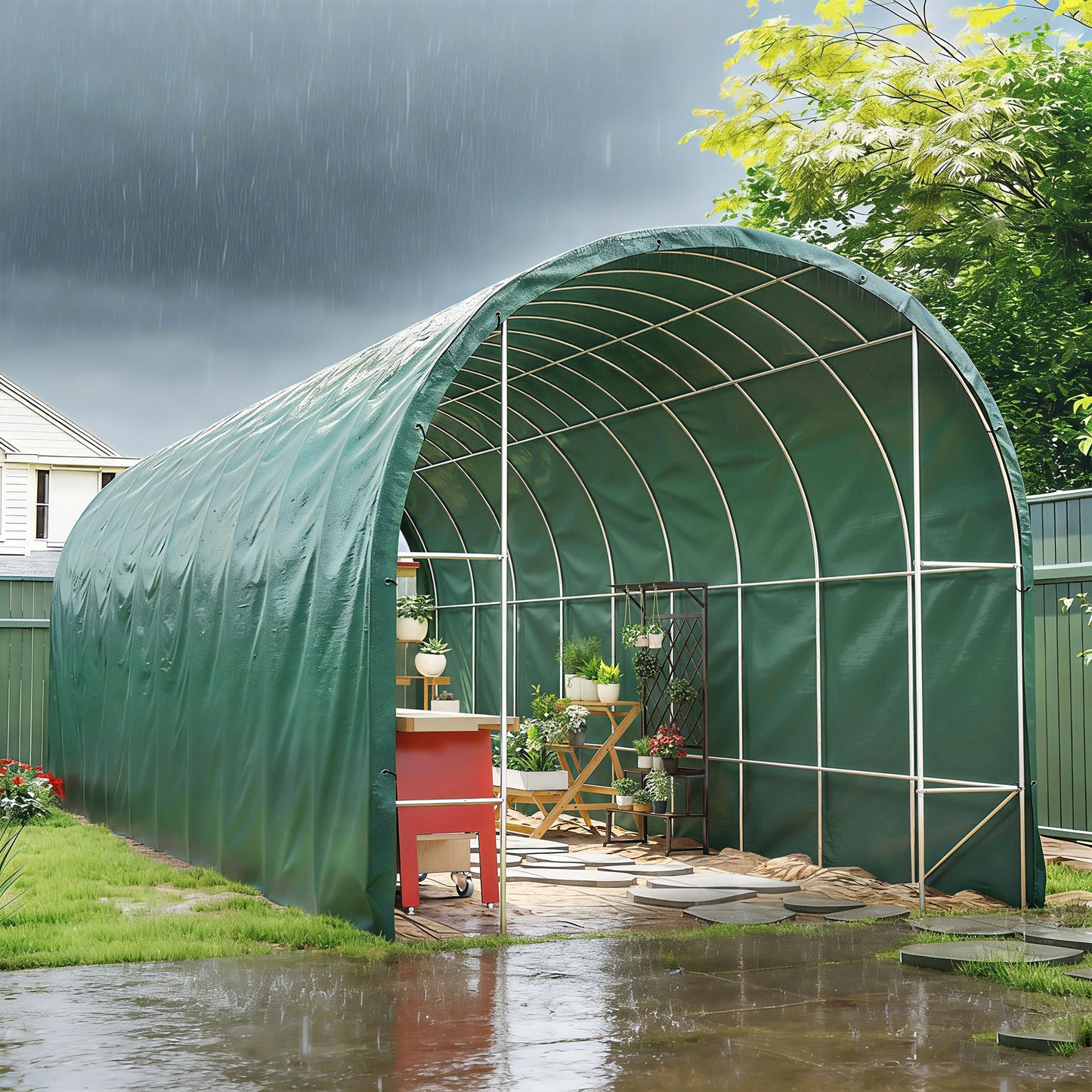 Outsunny Lona Impermeable Exterior 6x8 M Pe Resistente A Rasgaduras 90 G/m²_1