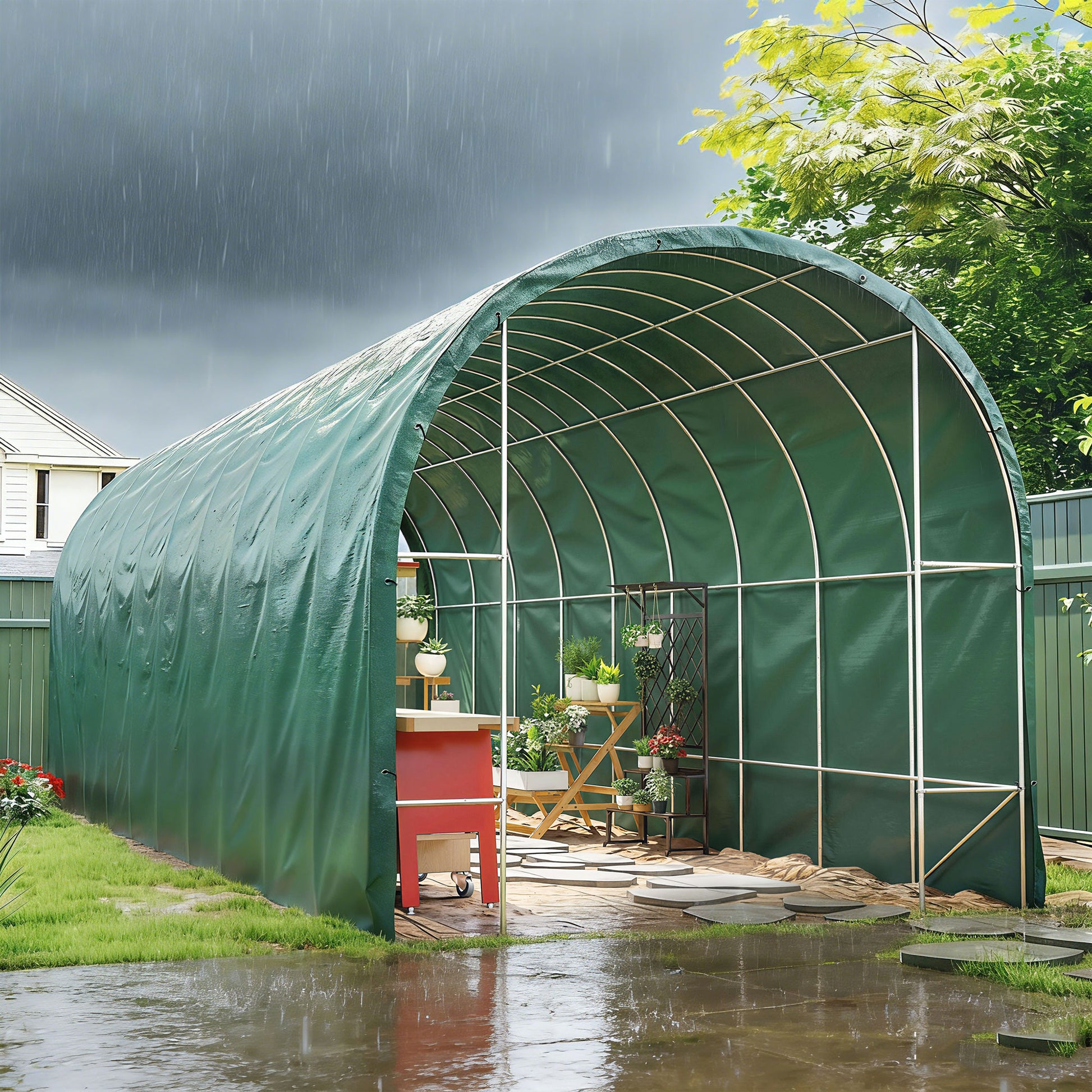 Outsunny Lona Impermeable Exterior 6x8 M Pe Resistente A Rasgaduras 90 G/m²_1