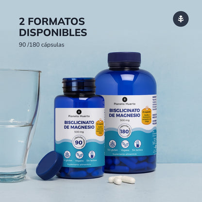 Pack 2xBisglicinato de Magnesio 500 mg Planeta Huerto 180 cápsulas