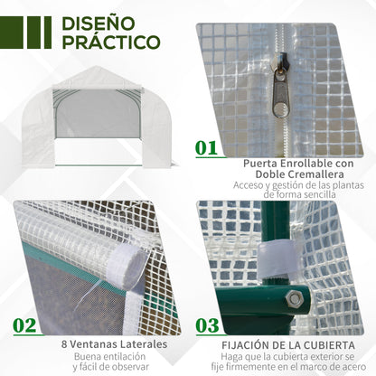 Outsunny Invernadero De Jardín 6x3x2 M Tipo Túnel Para Cultivo Plantas_5