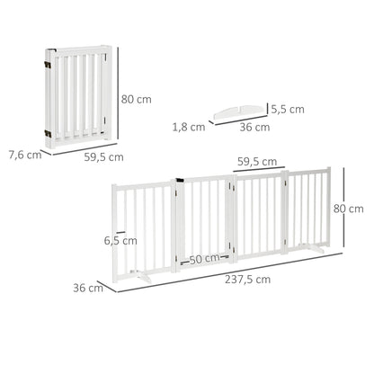 Pawhut Barrera Para Perros Plegable De 4 Paneles Con Puerta 237,5x36x80cm Blanco_2