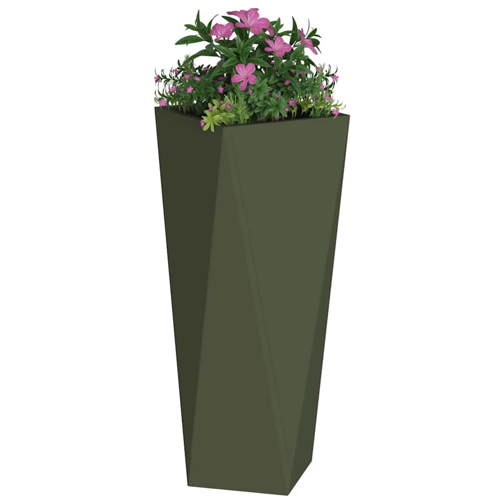 Jardinera 2 Pcs Verde Oliva 30 X 30 X 75 Cm Acero_2