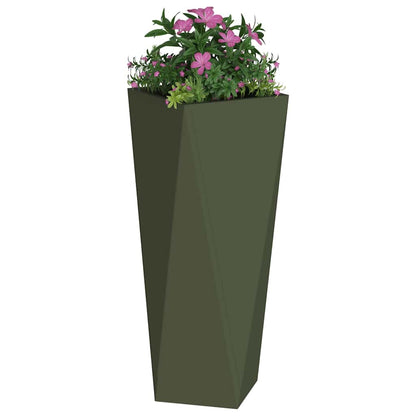Jardinera 2 Pcs Verde Oliva 30 X 30 X 75 Cm Acero_2