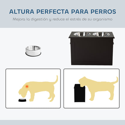 Pawhut Comedero Elevado Para Perros Con 2 Cuencos De Acero Inoxidable Marrón_5