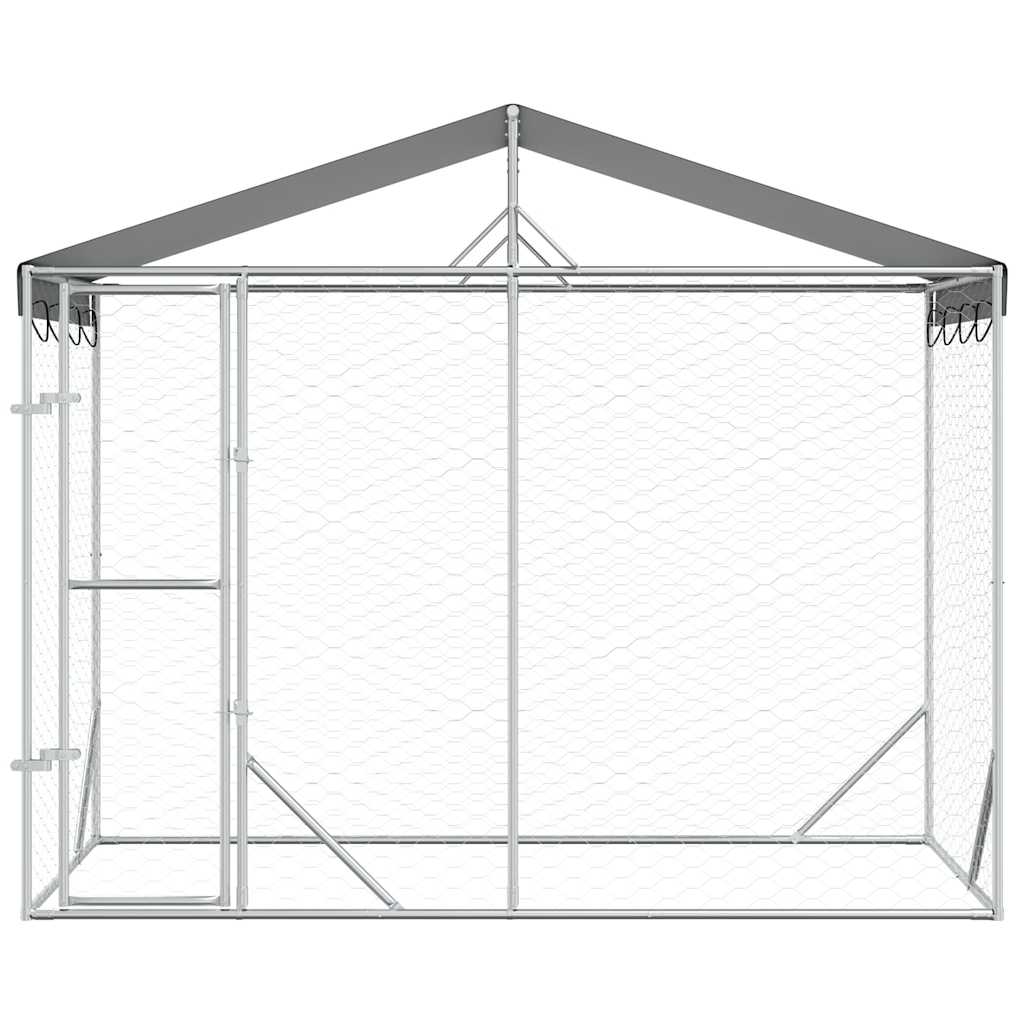 Perrera Exterior Con Toldo Acero Galvanizado Plata 3x1,5x2,5 M_3