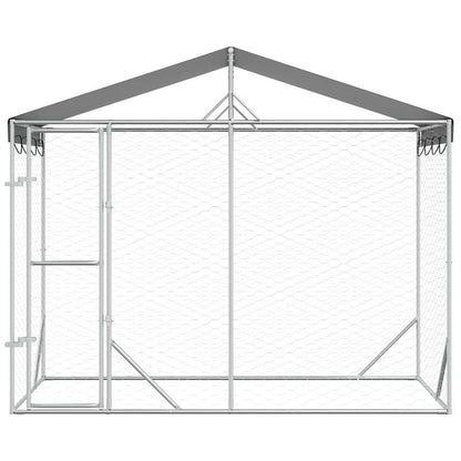 Perrera Exterior Con Toldo Acero Galvanizado Plata 3x1,5x2,5 M_3