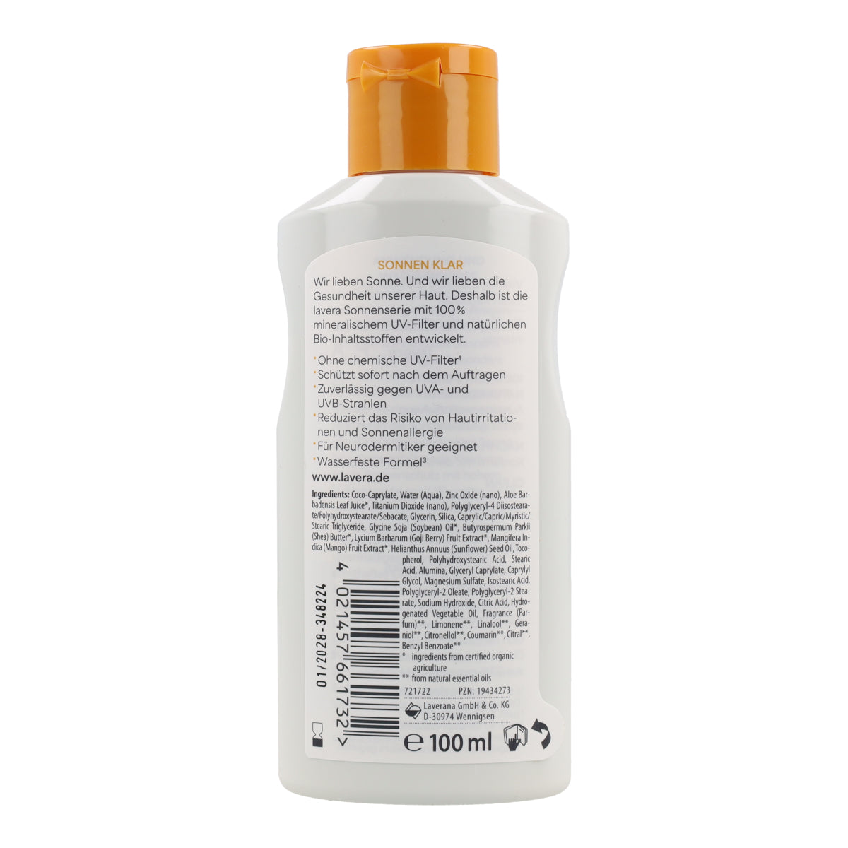 Loción solar Sensitive SPF 30 Lavera 100 ml