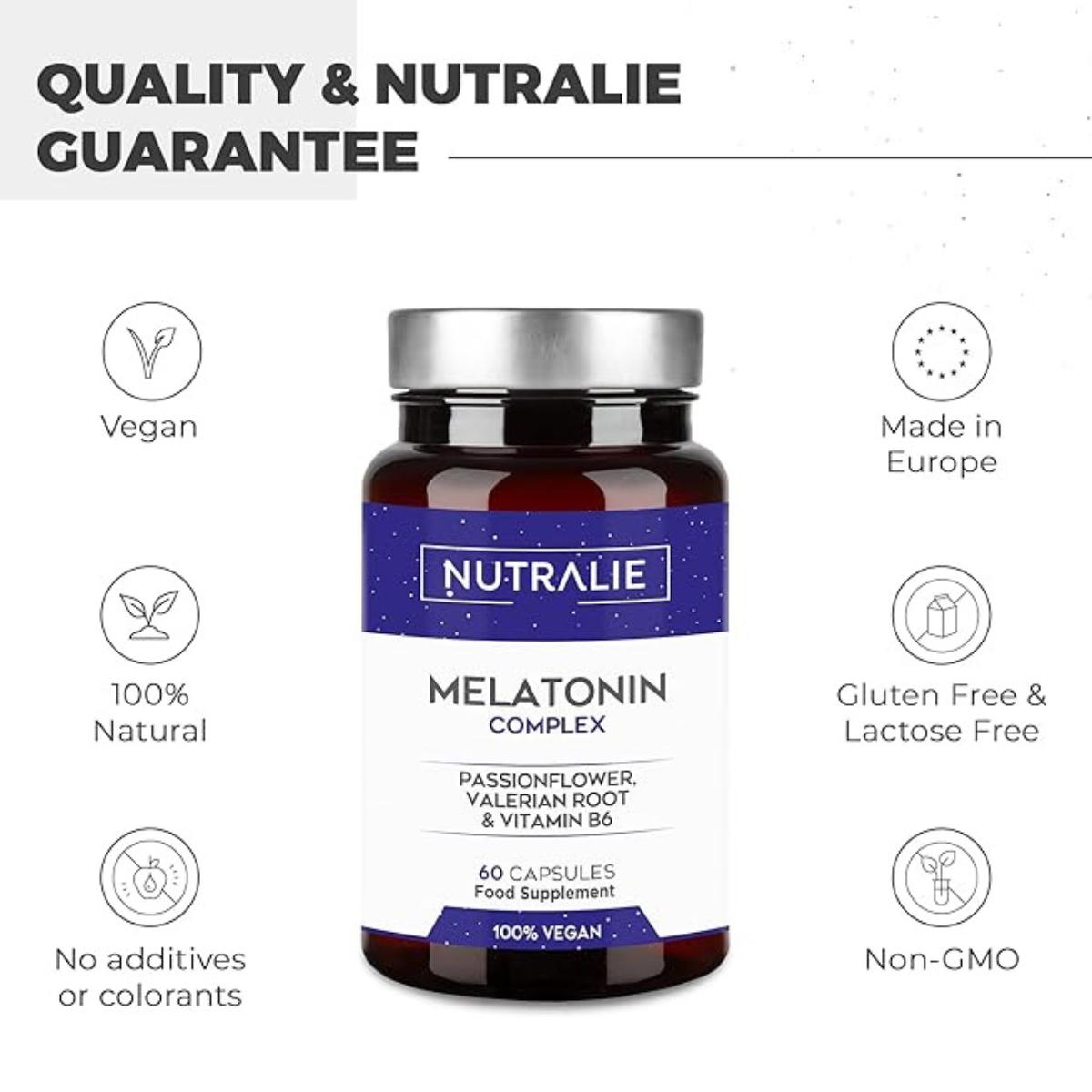 Pack 2x Nutralie Melatonina con Pasiflora + Raíz Valeriana + B6 60 cápsulas