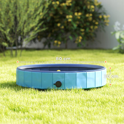 Pawhut Piscina Para Perros Plegable Con Aspersor Antideslizante Resistente Azul_2