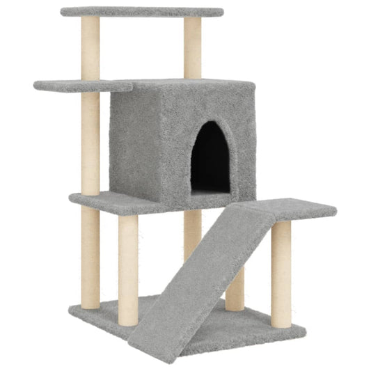 Rascador Para Gatos Con Postes De Sisal Gris Claro 97 Cm_0