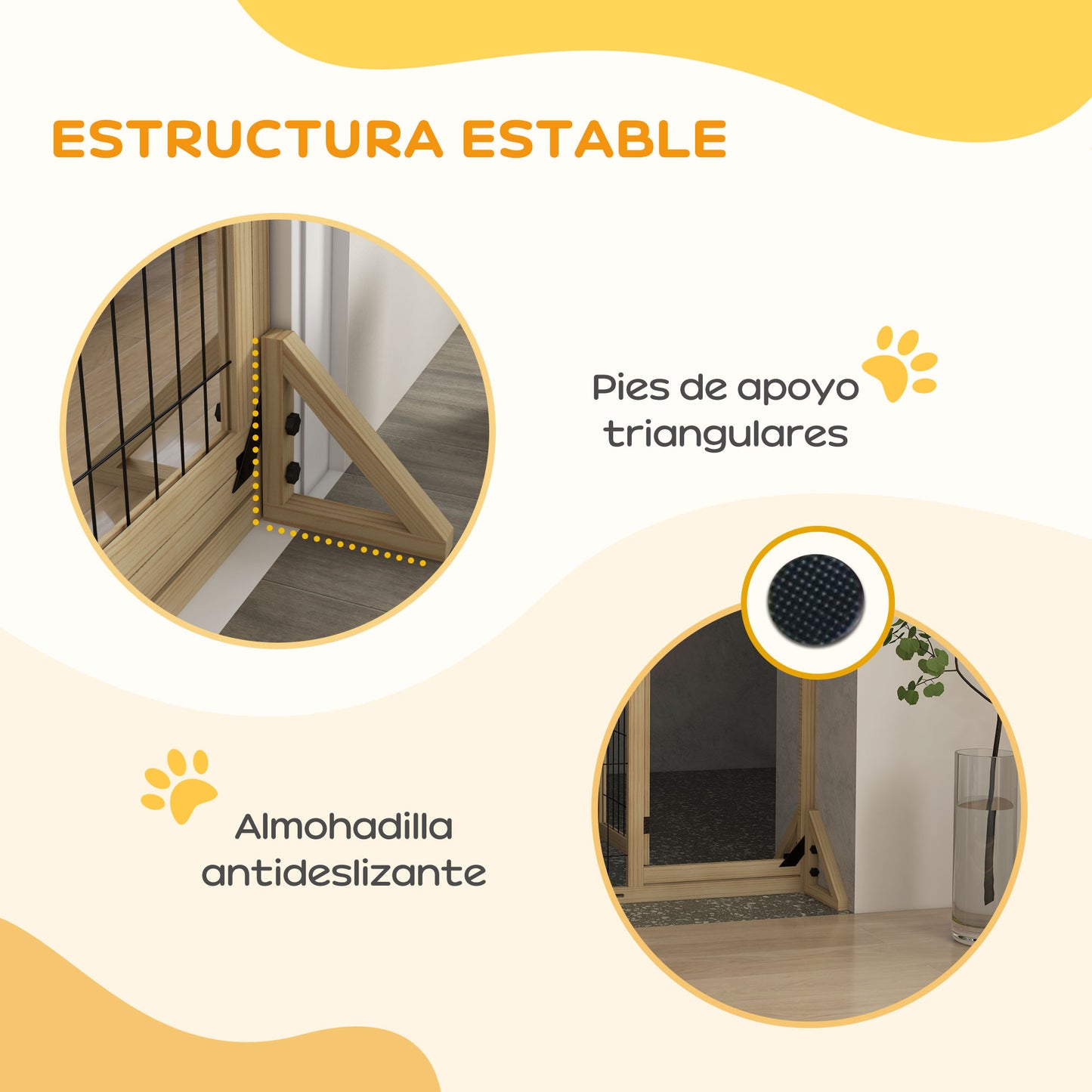 Pawhut Barrera Para Perros Extensible De Madera 112-159x44x70 Cm Natural_5