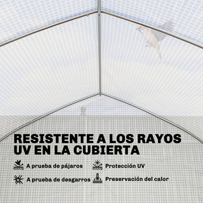 Invernadero De Túnel Outsunny Pe, Acero Galvanizado Blanco 595x300x200 Cm_4