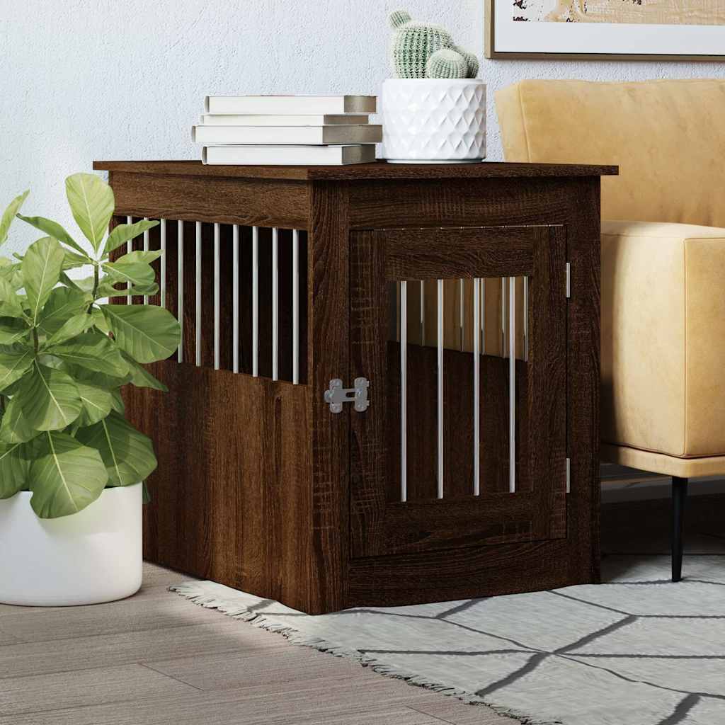 Jaula Para Perros Madera De Ingeniería Roble Marrón 55x75x65 Cm_1