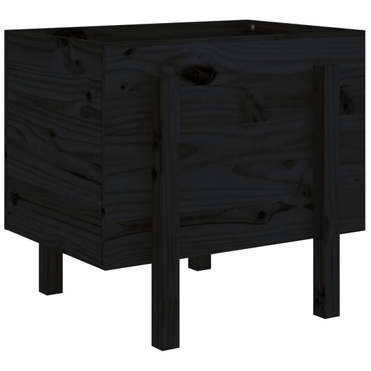 Jardinera De Madera Maciza De Pino Negro 62x50x57 Cm_0