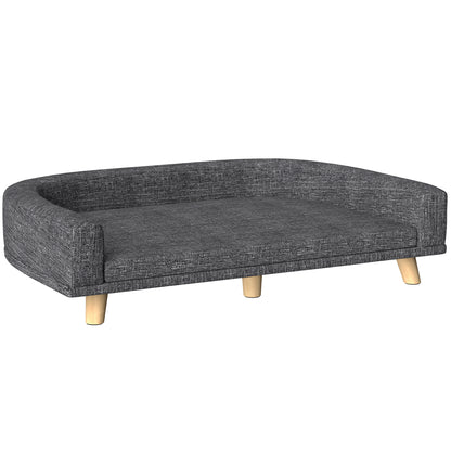 Pawhut Sofá Para Perros Grandes Con Cojín Lavable 98x67x25 Cm Gris Oscuro_1